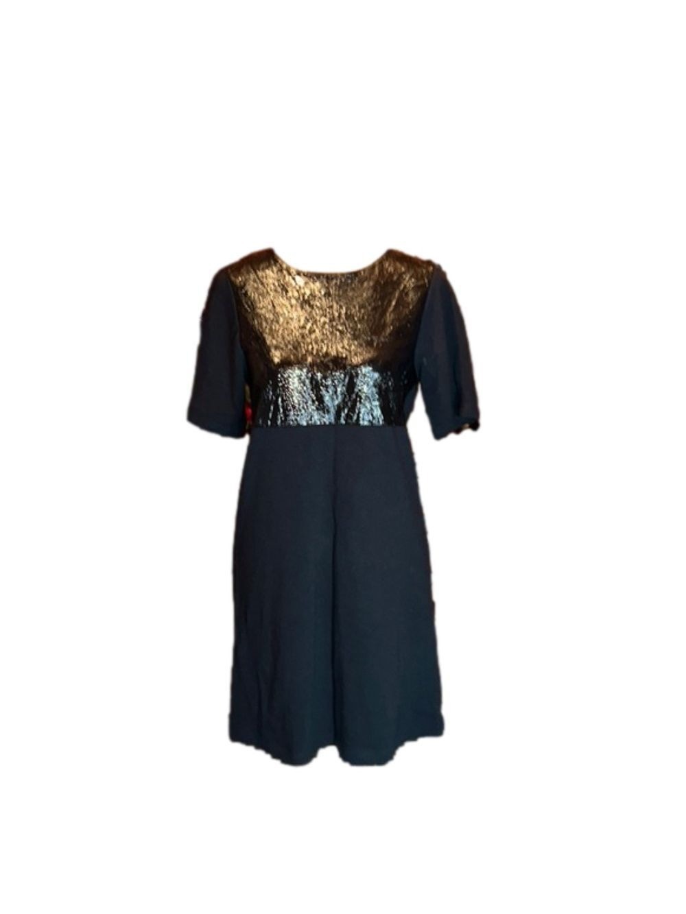 TOPSHOP Black Dress with Faux Leather Chest Size 2